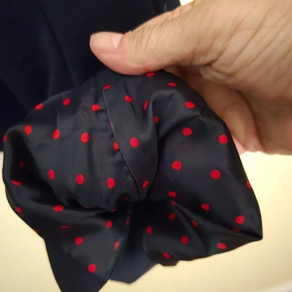 Gap Ponte Academy Blazer Navy Red Polka Dot Cuff Lining Ornate Buttons Size 12